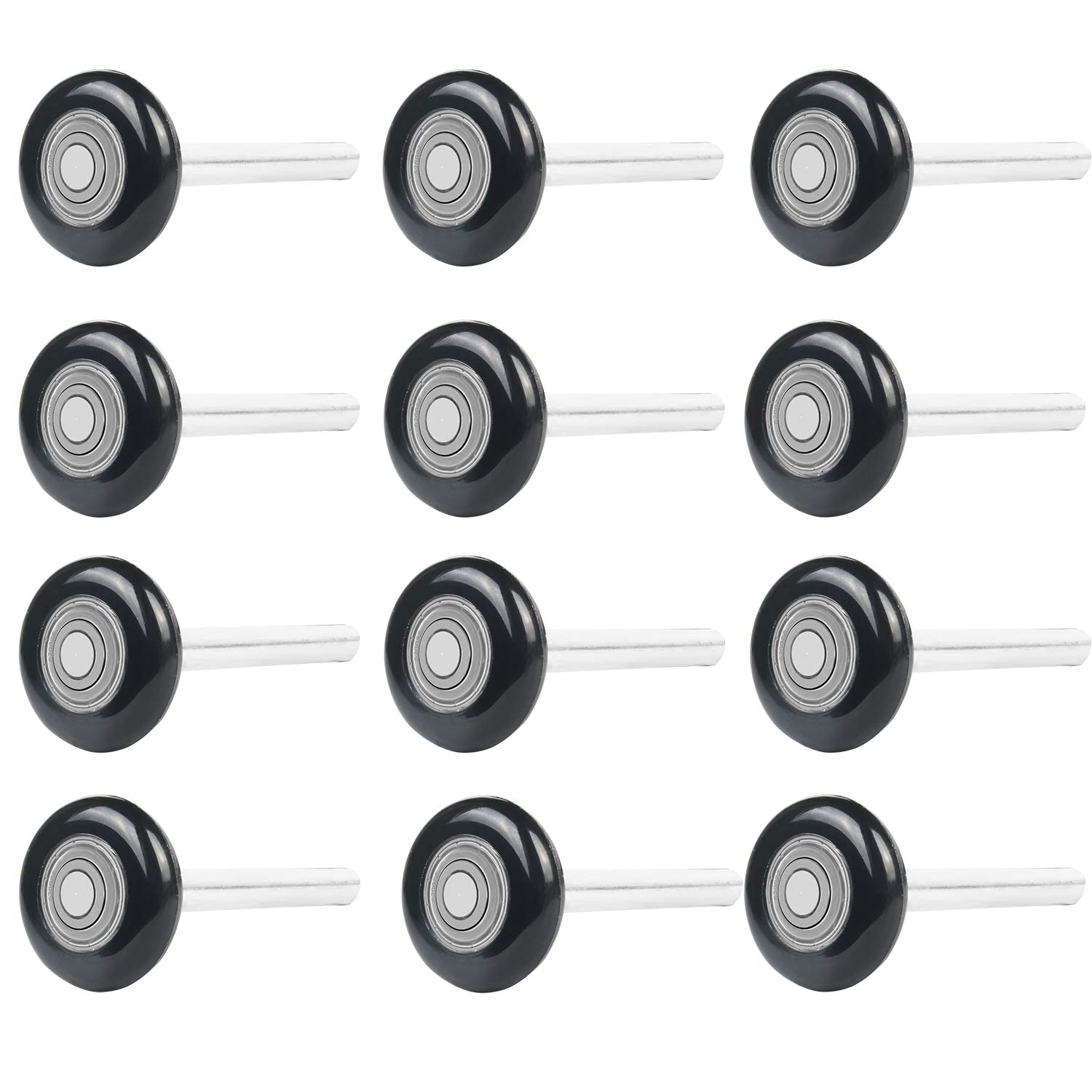 12 Packs of 2" Black Garage Door Roller，Eau Nylon Garage Door Wheels for 2" Garage Track Replacement with Sealed 6200ZZ Ball Bearing and Nylon Shells