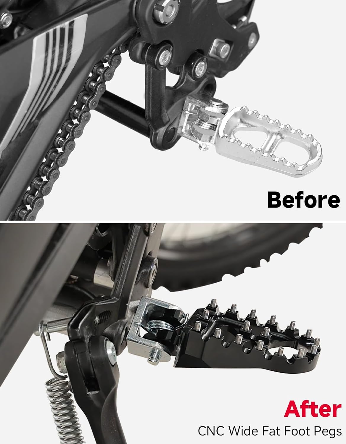 KEMIMOTO Dirt Bike Foot Pegs, Adjustable Level CNC Aluminum Footpegs Compatible with Soleil01 Surron Light Bee X/S Segway X260 X160 Talaria CRF150F CRF230F 03–19 CRF250F 19–24 E Ride Pro S SS SR Black
