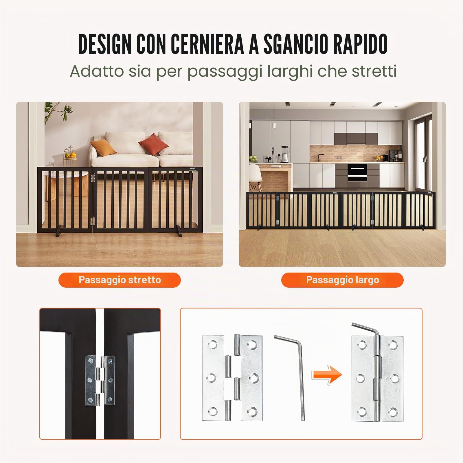 VEVOR Cancello per Cani Autoportante, Cancello per Animali, Cancello per Porta 508 x 610 mm Cancello per Cani Pieghevole Barriera per Cani Pieghevole Espandibile, Cancello per Scale
