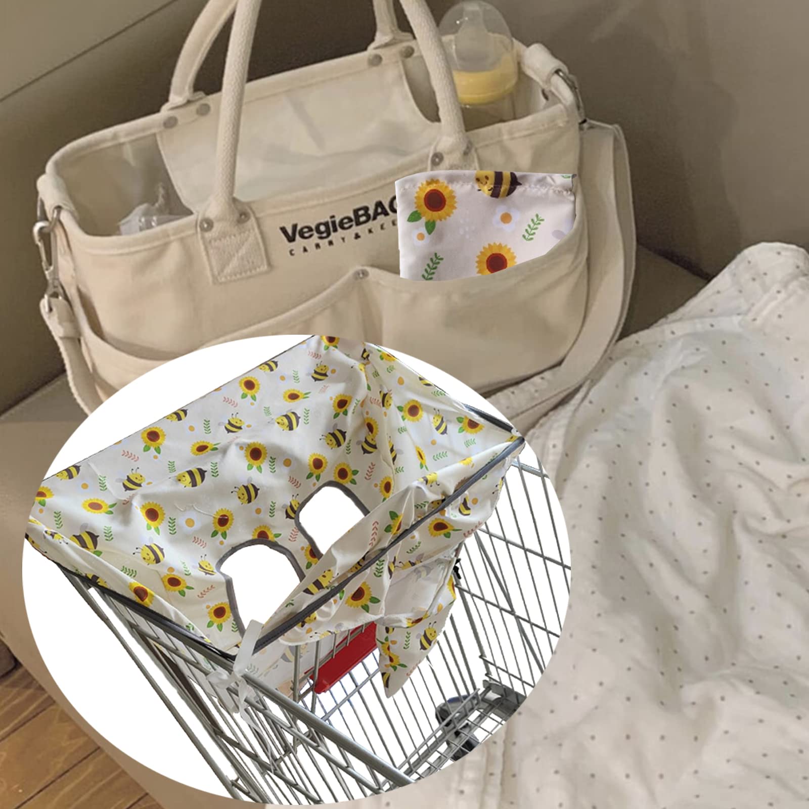 Bebé Cubierta de la Alta Silla del, Lavable Máquina Funda Plegable para Carrito Bebé, Carrito de Compras Cubierta para Silla, para Bebes o Niños Pequeños