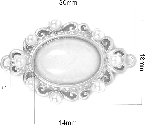 Miniatura 4 de Conector de piedra de cristal natural de 1.181 in, colgantes ovalados, encanto, piedras preciosas, enlaces de joyería con hallazgos de latón, oro