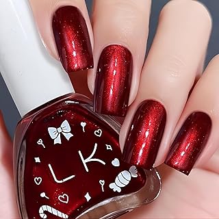 Pearl Burgundy Gel Polish Fast Drying, Dark Red Sparkle Nail Polish, Blood Red Nail Polish Quick Dry, Deep Red Gel Nail Polish Shimmery, Bright Maroon Gel Polish for Women & Girls, 0.4 Fl Oz
