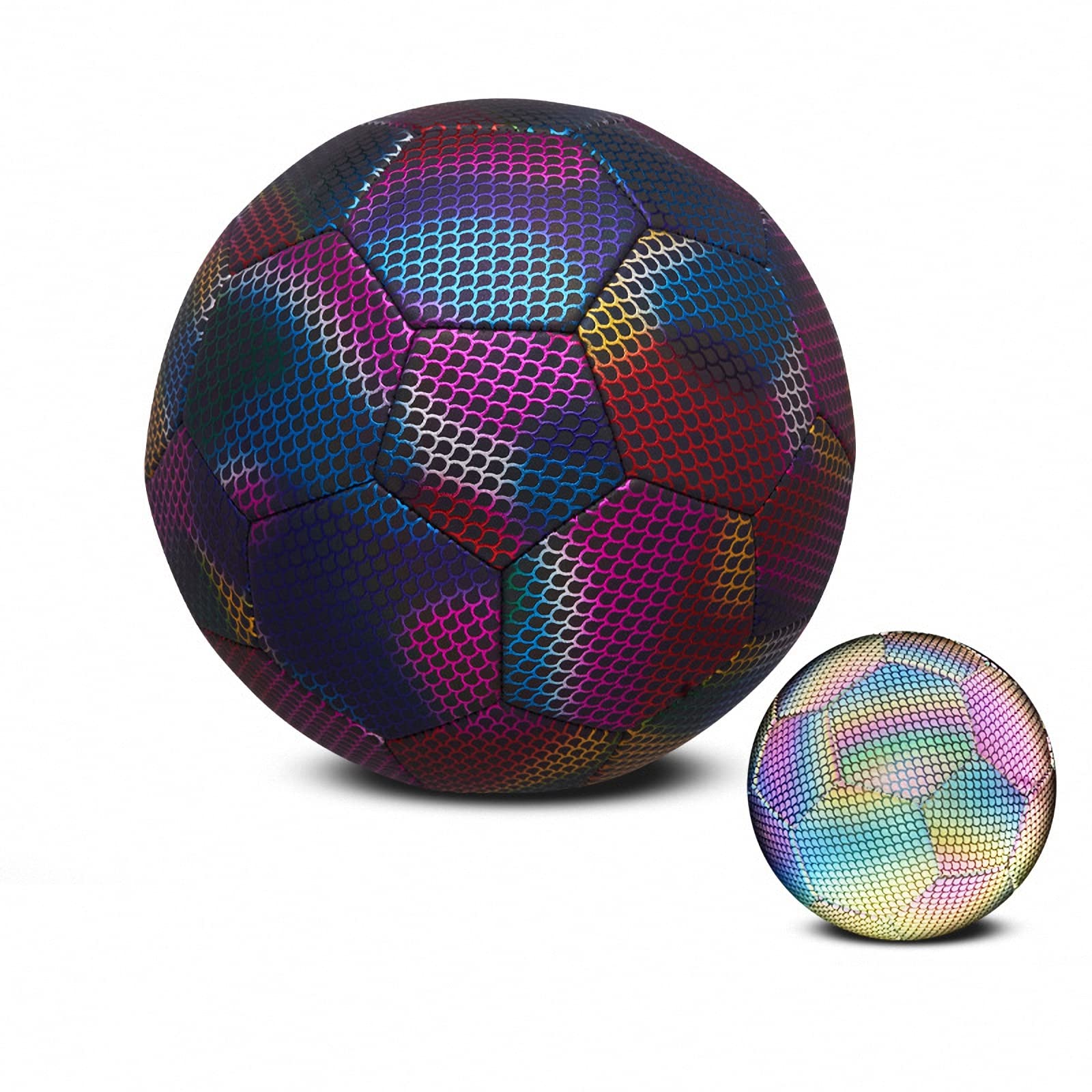 Balón de fútbol Luminoso con Bomba/Aguja de acero/Bolsa de Red, Pelota de fútbol de Entrenamiento Reflectante por noche para tamaño 4/5,Bola Fluorescente por la noche