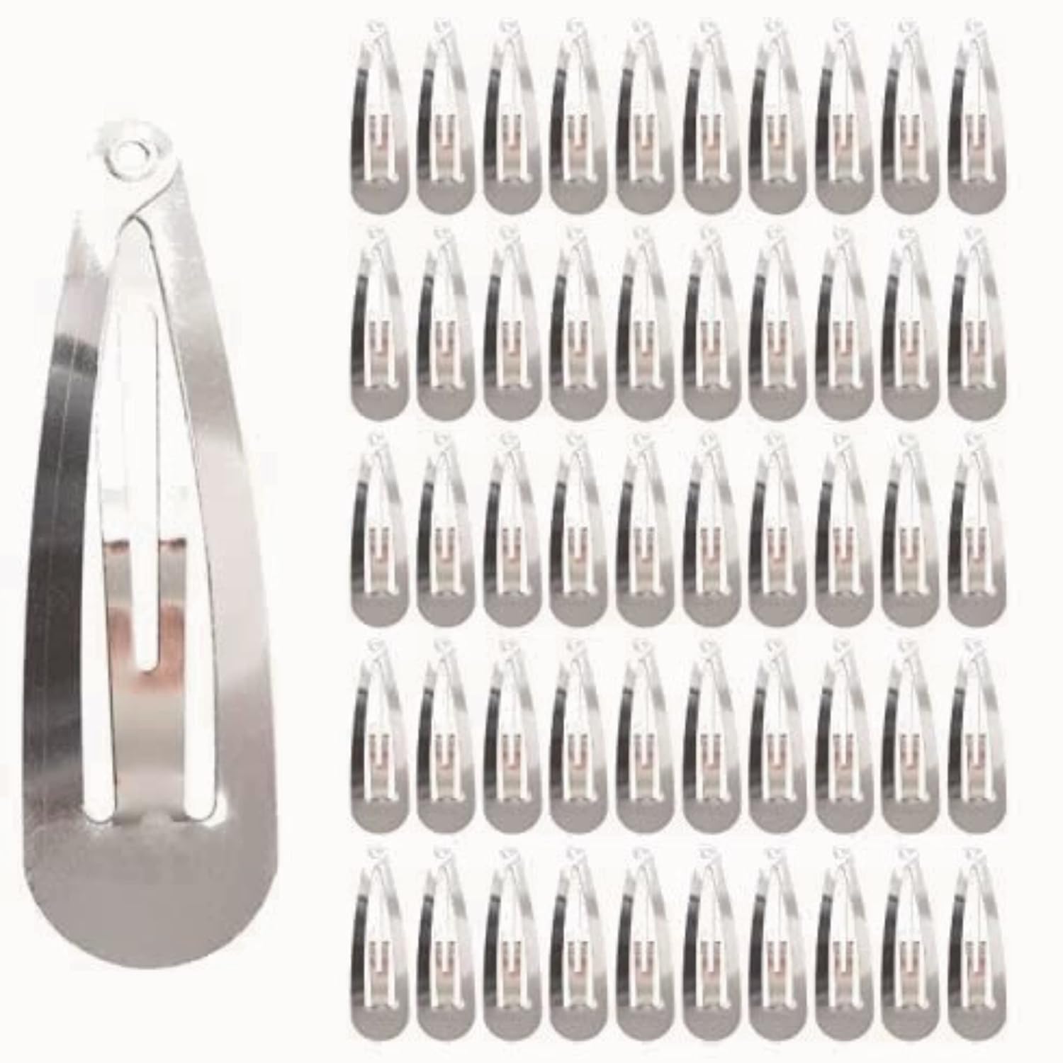 Anti-rust Metal Snap Hair Clips for Women | Non-Slip Barrettes for Girls | Reusable Classic Metal Clips for All Hair Types | 4.9 cm Hair Accessories, Silver, 150 pcs, 2 Pack