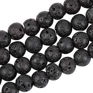 PH PandaHall 1320pcs (20 Strands) 6mm Natural Lava Beads Black Lava Beads Oil Diffuser Beads Chakra Bead Strand Round Gemstone Loose Beads Energy Beads for Jewelry Making