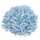 Lilaly About 600 Pcs Sky Blue Resin Small Buttons for Crafts, 2 Holes Assorted Sizes Resin Buttons, for Crafting, Arts, DIY, Decoration, Sewing (Size 9mm-14mm)