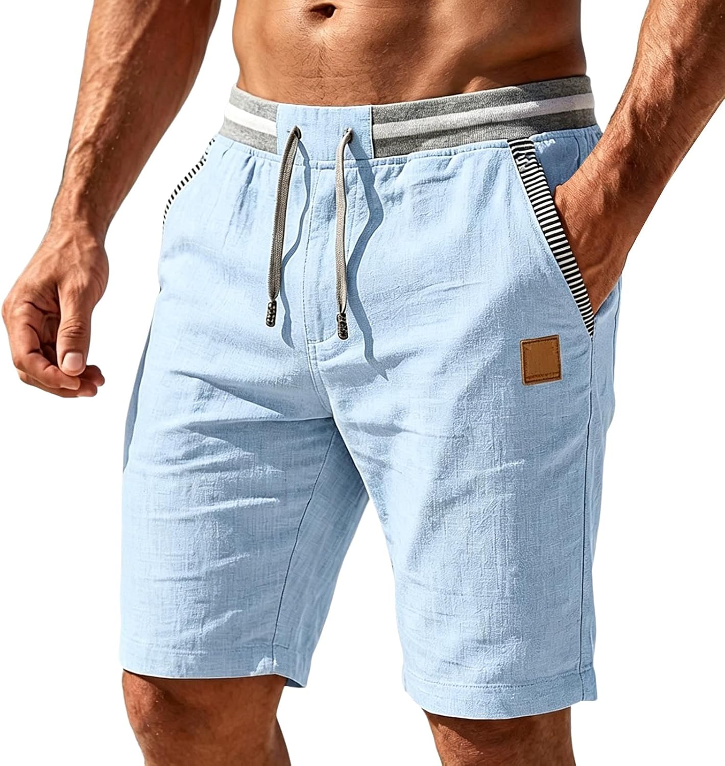 Shunking Workout Shorts Men Summer Casual Elastic Waist Short