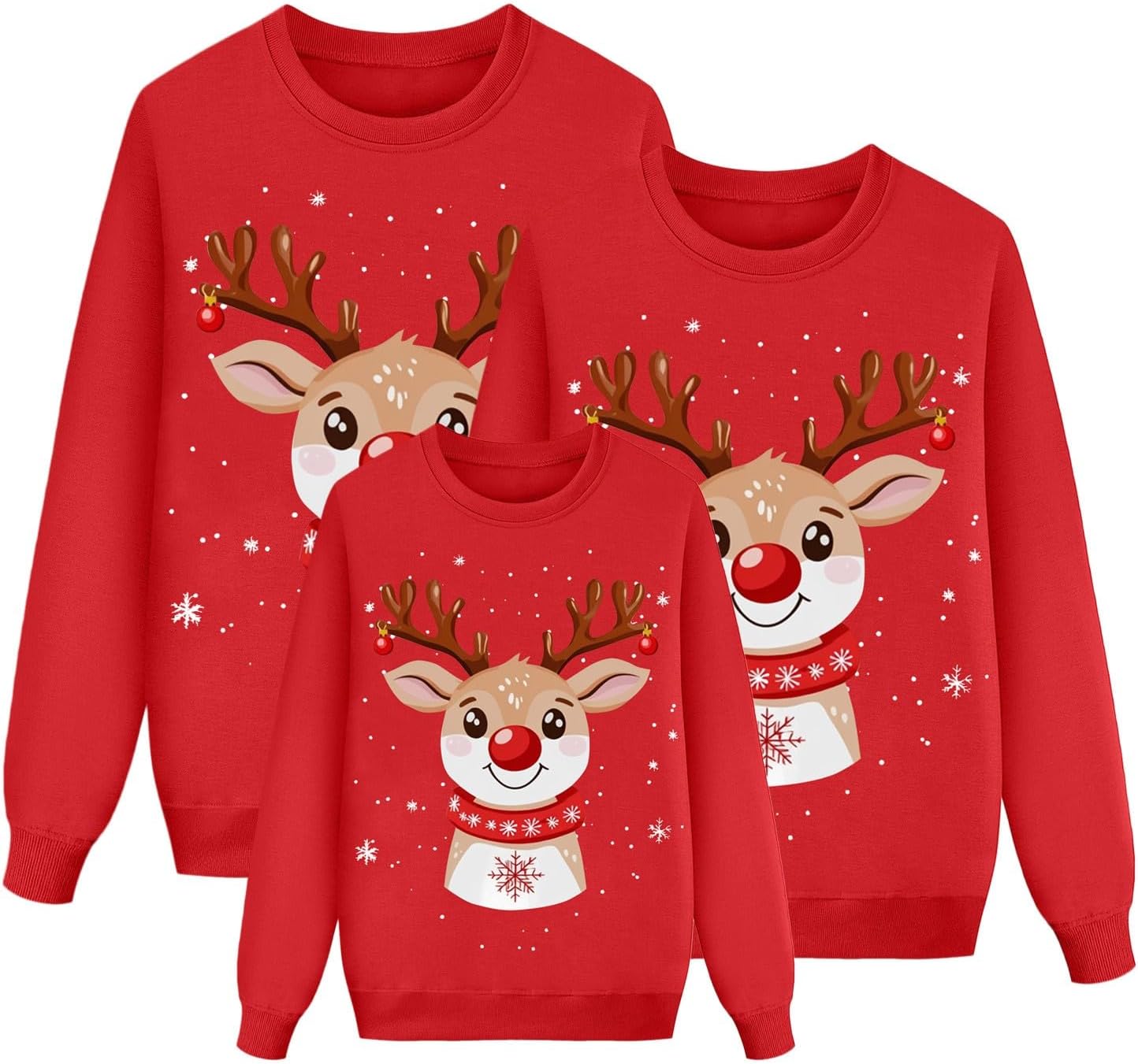 Family Matching Christmas Sweatshirts with Reindeer Elk Print – Pullover Tops and Ugly Christmas Pajamas (nai99) Family Matching Christmas Sweatshirts with Reindeer Elk Print – Pullover Tops and Ugly Christmas Pajamas (nai99)