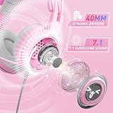 SOMIC G951pink - Auriculares para juegos para PC, PS4, PS5, laptop, auriculares USB con micrófono con cancelación de ruido, luz LED, sonido envolvente virtual 7.1 para niñas, mujeres