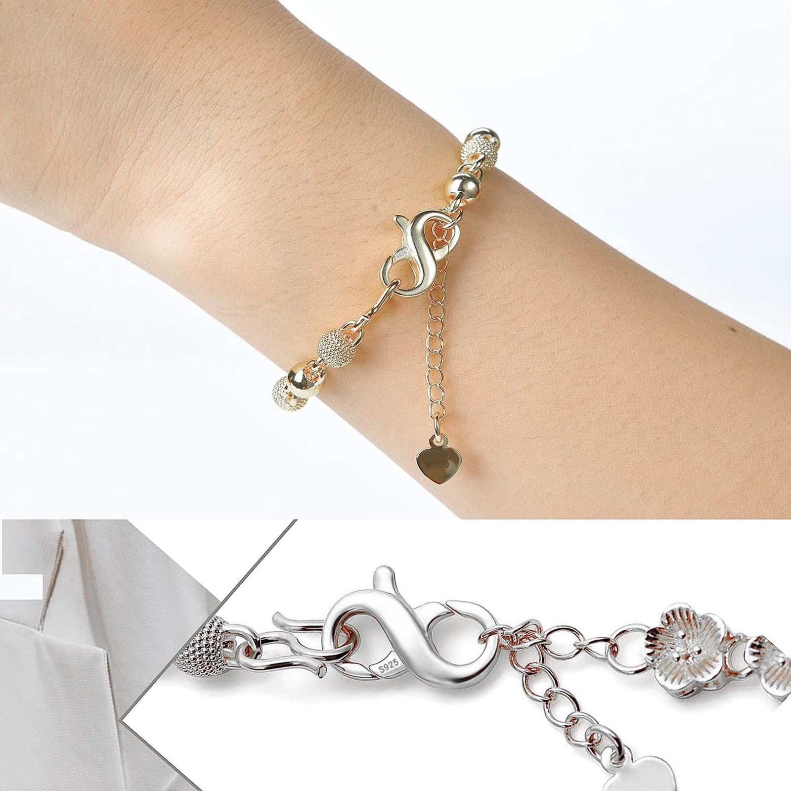 Moschettoni Gioielli Argento 925 - 2 Pezzi Chiusure Doppia Sicurezza Per Bracciali E Collane - Foto 4