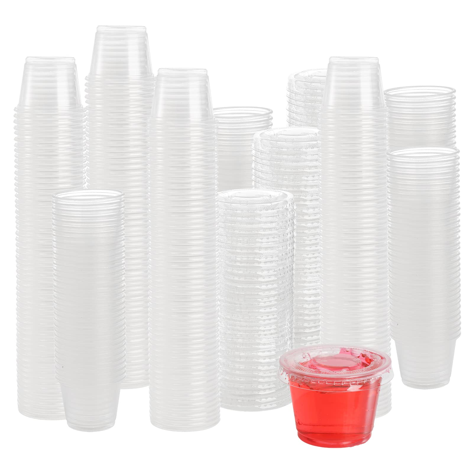 Sponsored Ad - 600 Sets 1 Oz Disposable Portion Cups with Lids, Clear Jello Shot Cups, Plastic Souffle Portion Cups, Sampling Cups with Lids, Sauce Cups