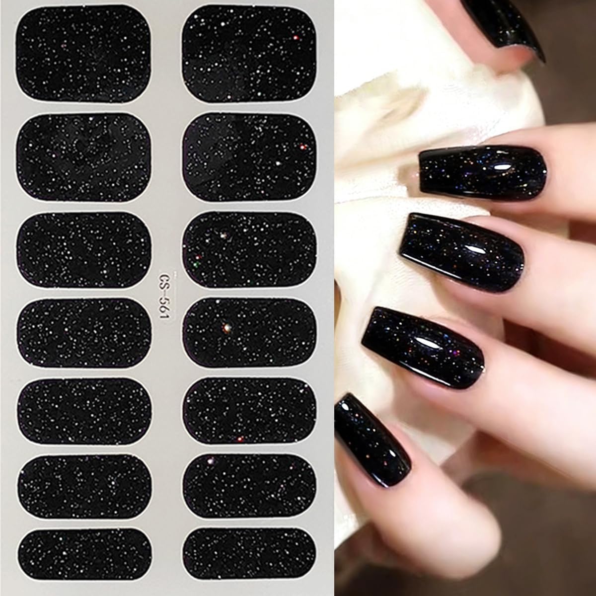 LRKNNO 6 Sheets Solid Color Gel Nail Strips Nail Wraps Glitter Solid Color Ge... thumbnail 6