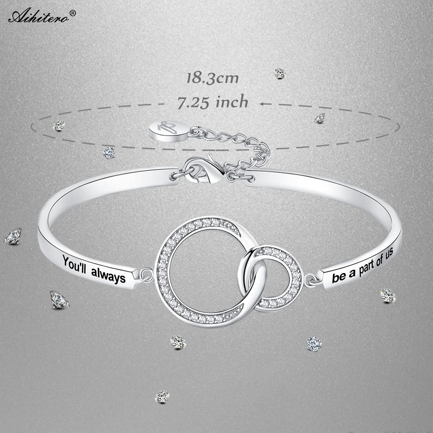 Xmas Coworker Leaving Gift, ‘You'll Always Be A Part of Us’ Bangle Bracelet, Going Away Retirement Jewelry for Women, Funny Goodbye Farewell Presents for Colleague Friend Boss Mentor Manager