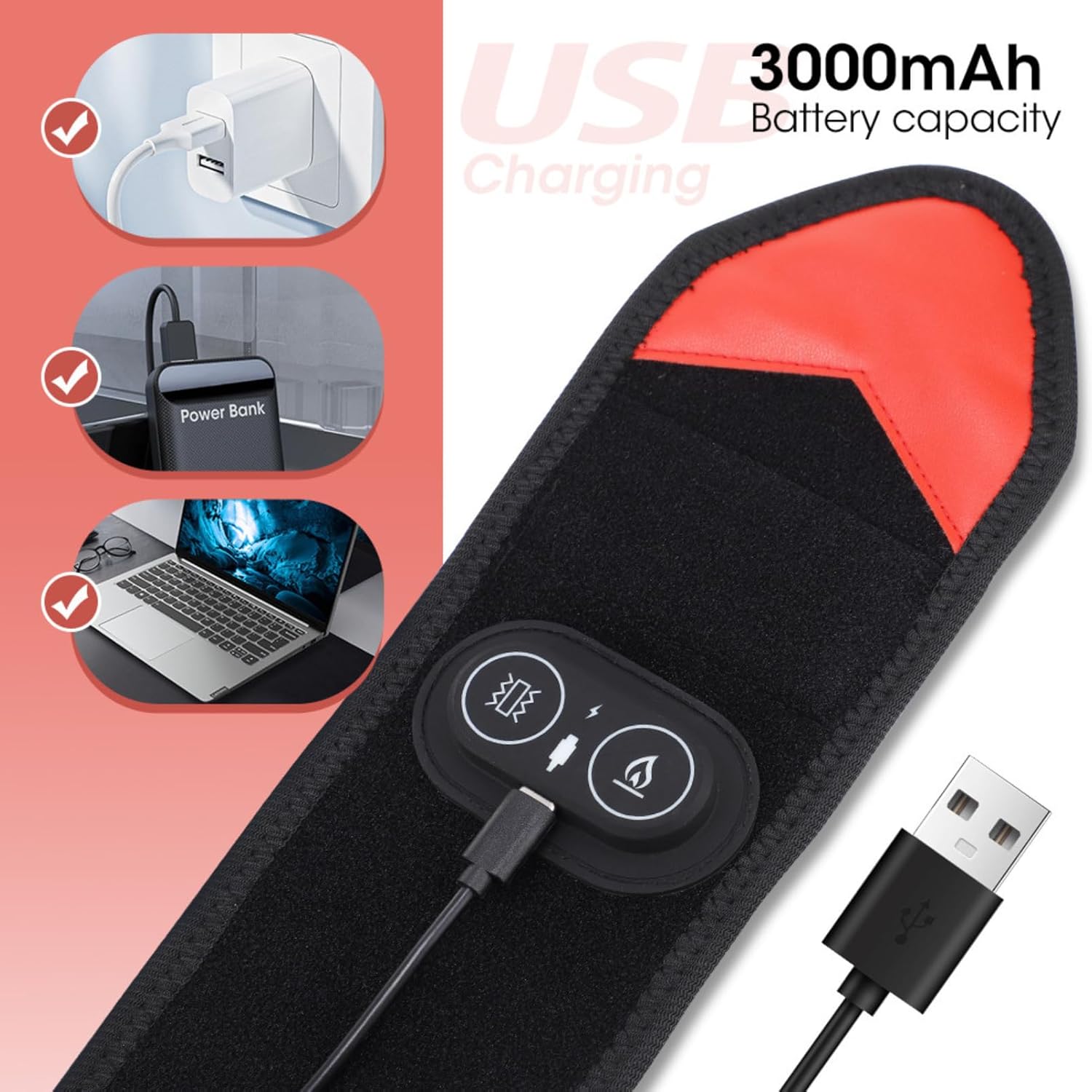 660nm & 850nm for Wrist for Hand with 3000mAH Wireless Controller, 3 Heat Levels Vibration Massage, Velvet Wrap for Wrist/Hand/Ankle/Neck/Shoulder Personal Care