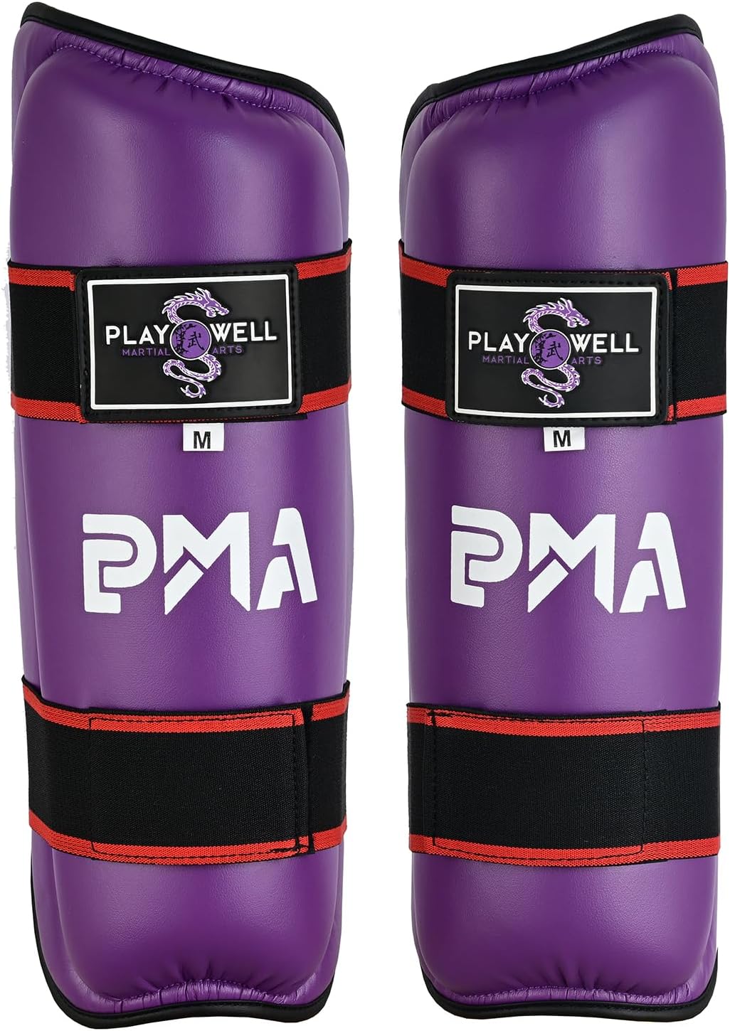 Martial Arts Elite Semi Contact Kickboxing Vinyl Shin Protector Leg Pads Guards - Purple