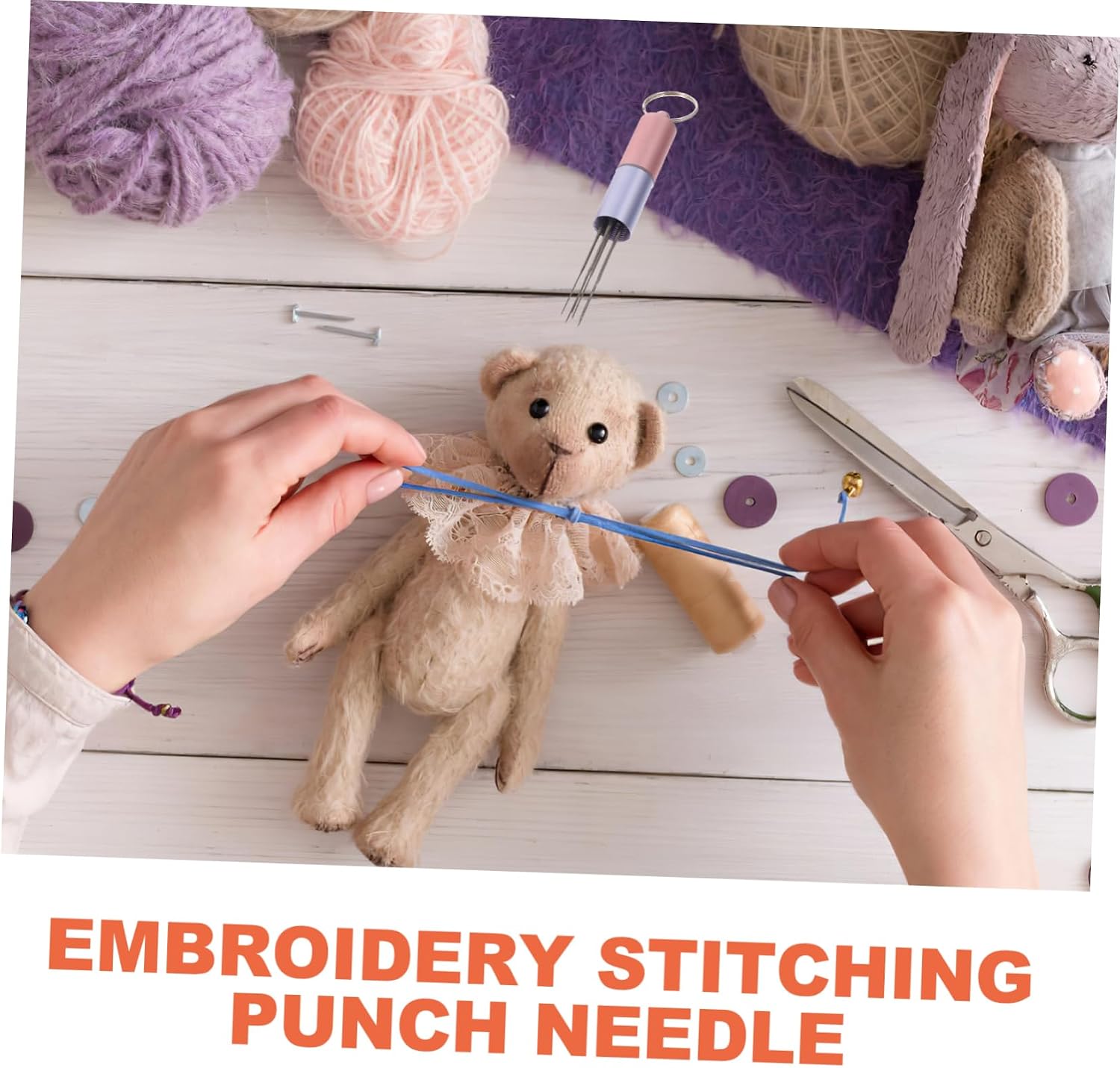 Lurrose 5sets Embroidery Punch Needle Rug Kit Adult Women Craft Kit DIY Felting Needles