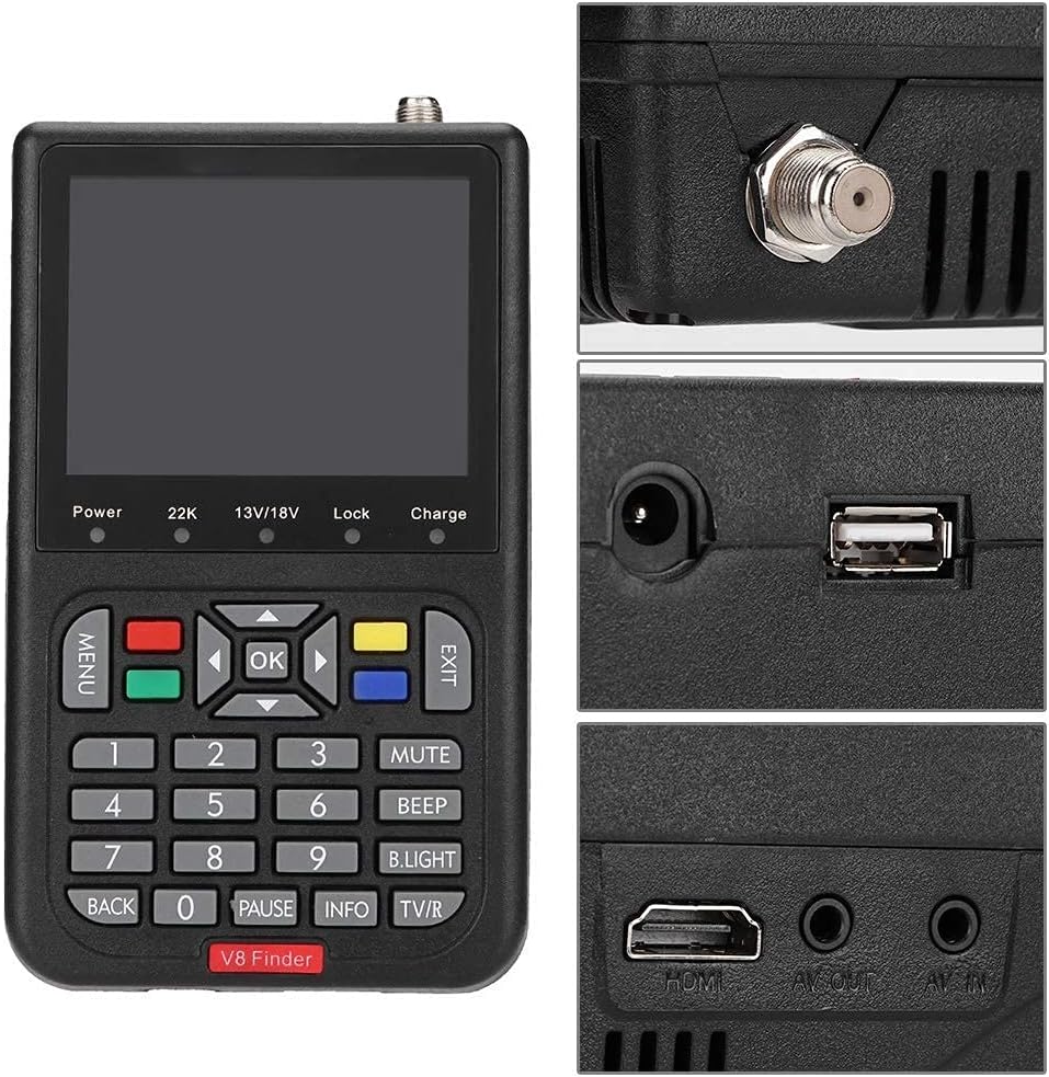 Satellite Finder,-S/-/MPEG-2/MPEG4 Digital Satellite Strength Meter Detector with 6000 Channels TV and Radio Programmable,Support Automatic, Manual and Network