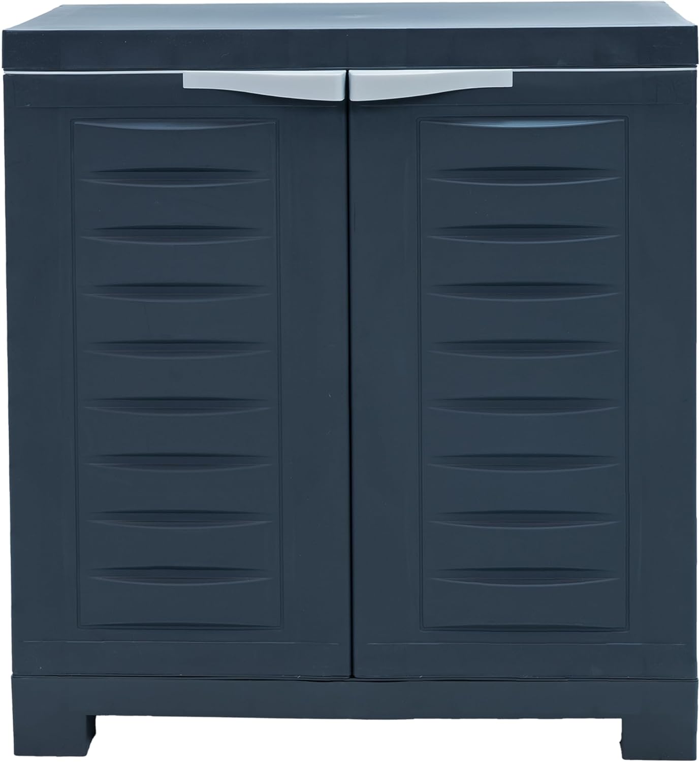 Sunnydaze 25.5" H Resin Garage Storage Cabinet - Garage Cabinet with Adjustable Shelf - Freestanding Utility Storage for Laundry Room, Office, Basement - Charcoal