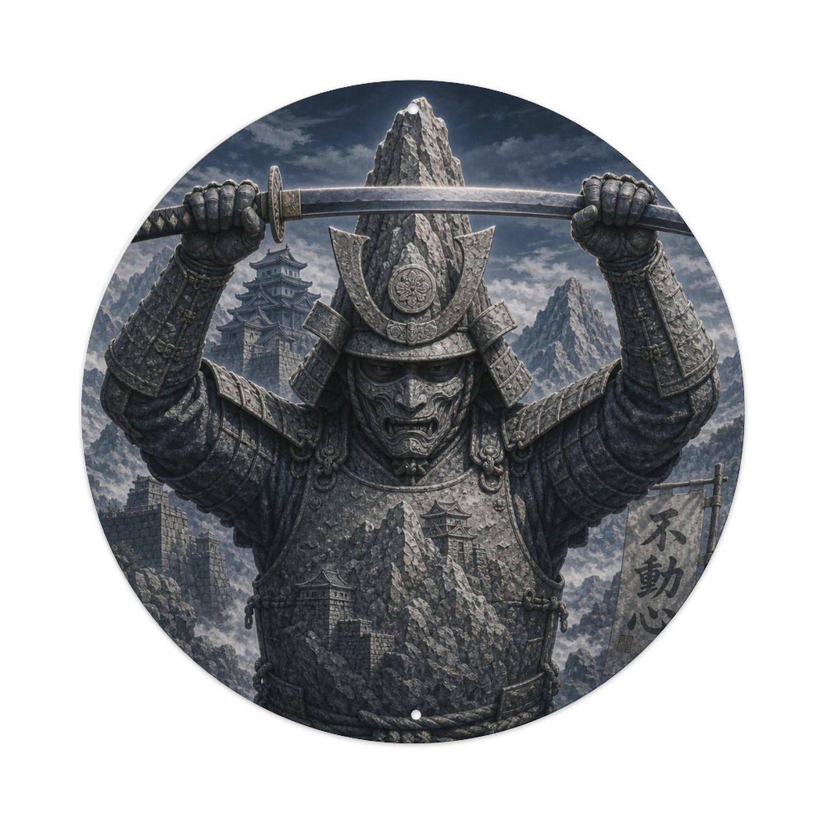 Samurai Warrior Slate Grey Overhead Block Position Vintage Metal Tin Sign Plaque Wall Decor for Cafe, Club Bar, Office, Garden Metal Poster 8x8Inch