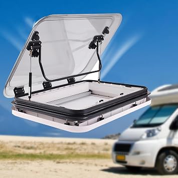 RV Roof Window,500/700/800 x500 mm Cut Out RV Caravan Roof Window Hatch W/LED light, Universal RV Motorhome Skylight Roof Vent Hatch with Nets&Sunshade 50x50cm