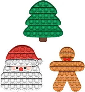 Christmas Silicone Pop Fidget Toy Set, 3 Pieces