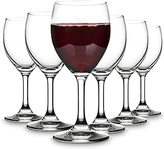 8.5 Ounce Glass Wine Glasses, Small Wine Glasses, Wine Glass for Red and White Wine With Stem, Clear Glasses for Wine, Thick and Durable Stemmed Wine Glasses, White Wine Glasses Set of 6