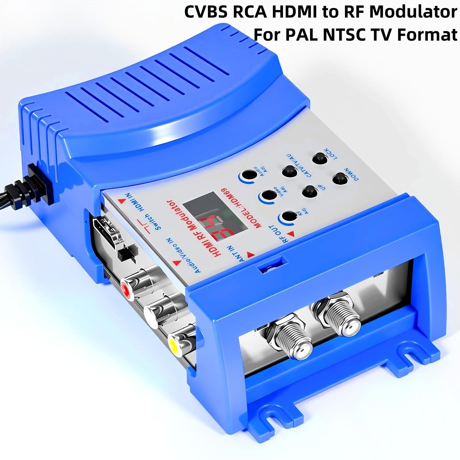 HDMI to RF Modulator, VHF UHF AV to RF Coaxial Converter, CVBS RCA HDMI to RF Modulator Adapter, for TV PAL NTSC Format, for Home TV Switch Audio Video, Female F Type Connectors