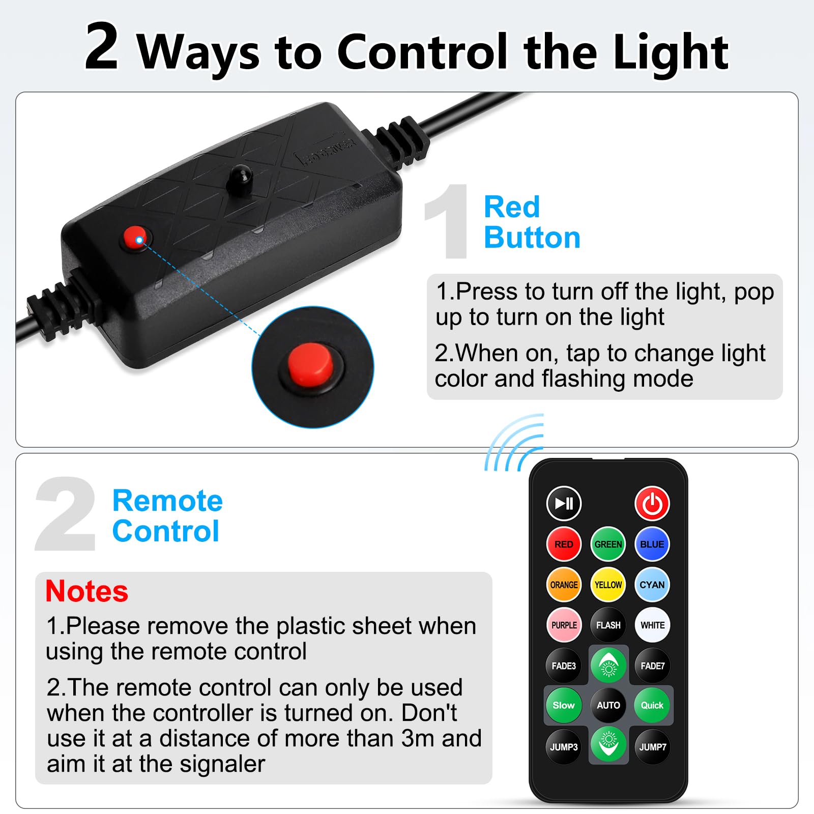 fishkeeper Unterwasser Aquarium Beleuchtung LED, 8 Farben Aquarium Bubble Light mit Fernbedienung, 5 Blinkmodi Submersible Aquarium Lampe, Aquarium Unterwasser Licht Sunrise-Daylight-Moonligh, 73.5cm