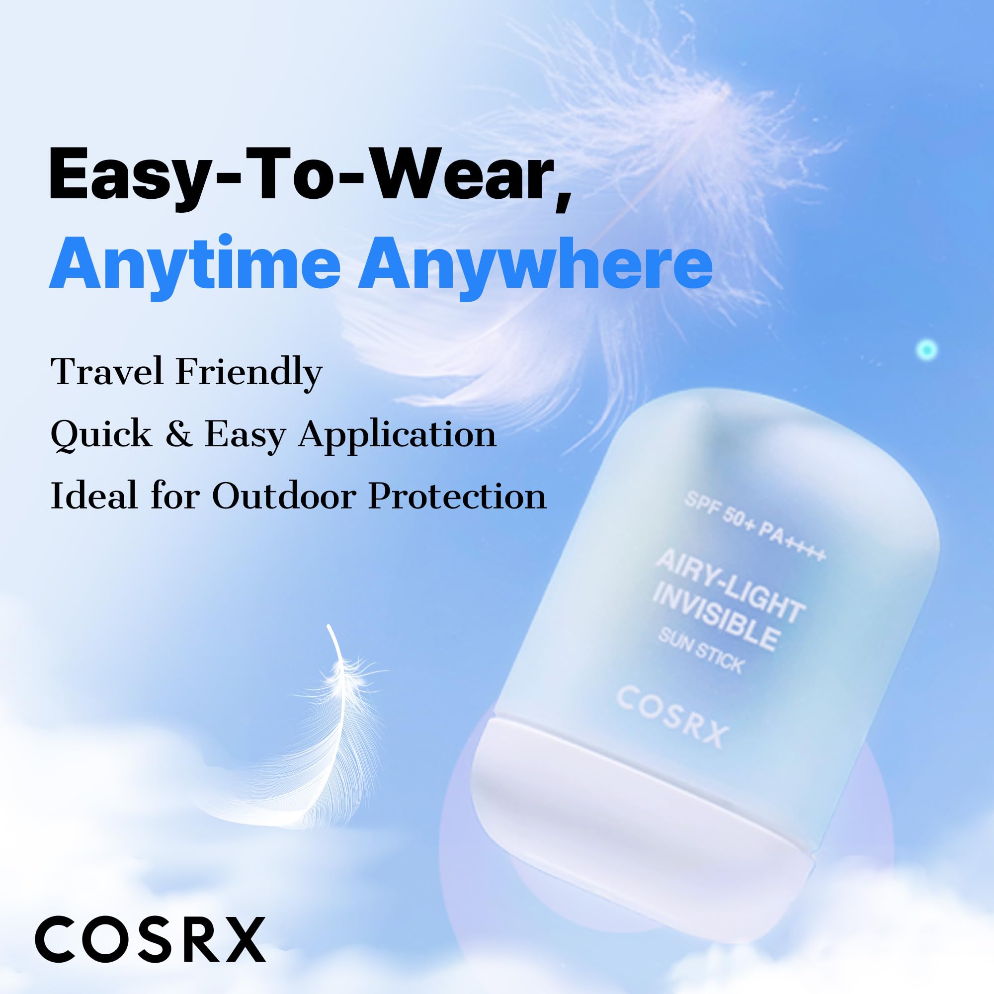 COSRX Airy-Light Invisible Sunscreen Stick, Soft Matte Finish, SPF 50+ PA++++, Zinc-PCA, No White Cast, For Face & Body - Image 4