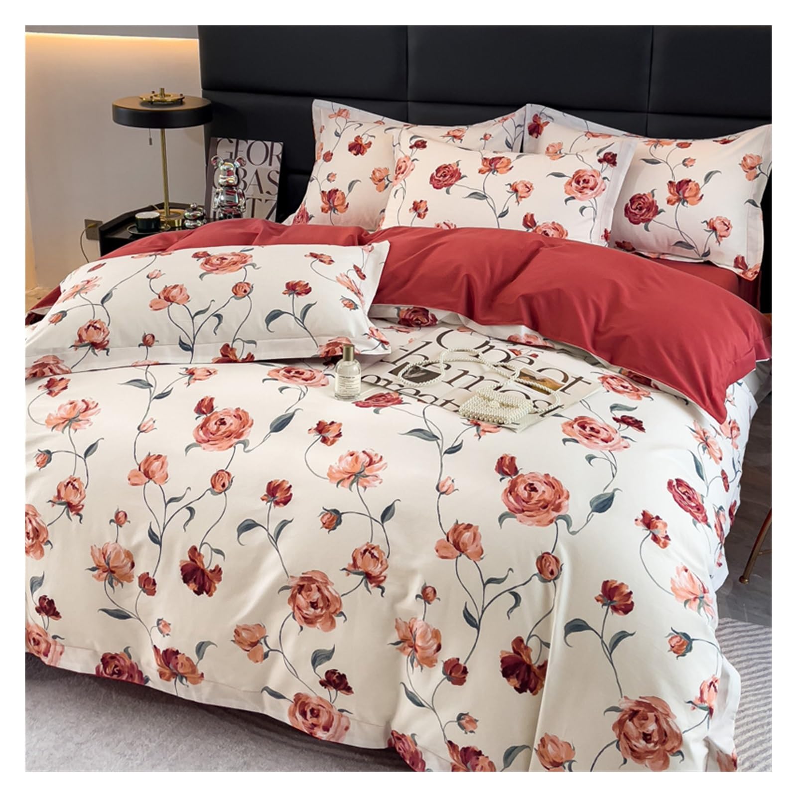 Housse de couette fleurie 100% coton pour une chambre printanière et douce