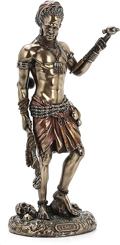 Veronese Design Eshu The Divine Trickster God of The Yoruba - Estatua de acabado de bronce antiguo de resina fundida en frío de 8.5 pulgadas