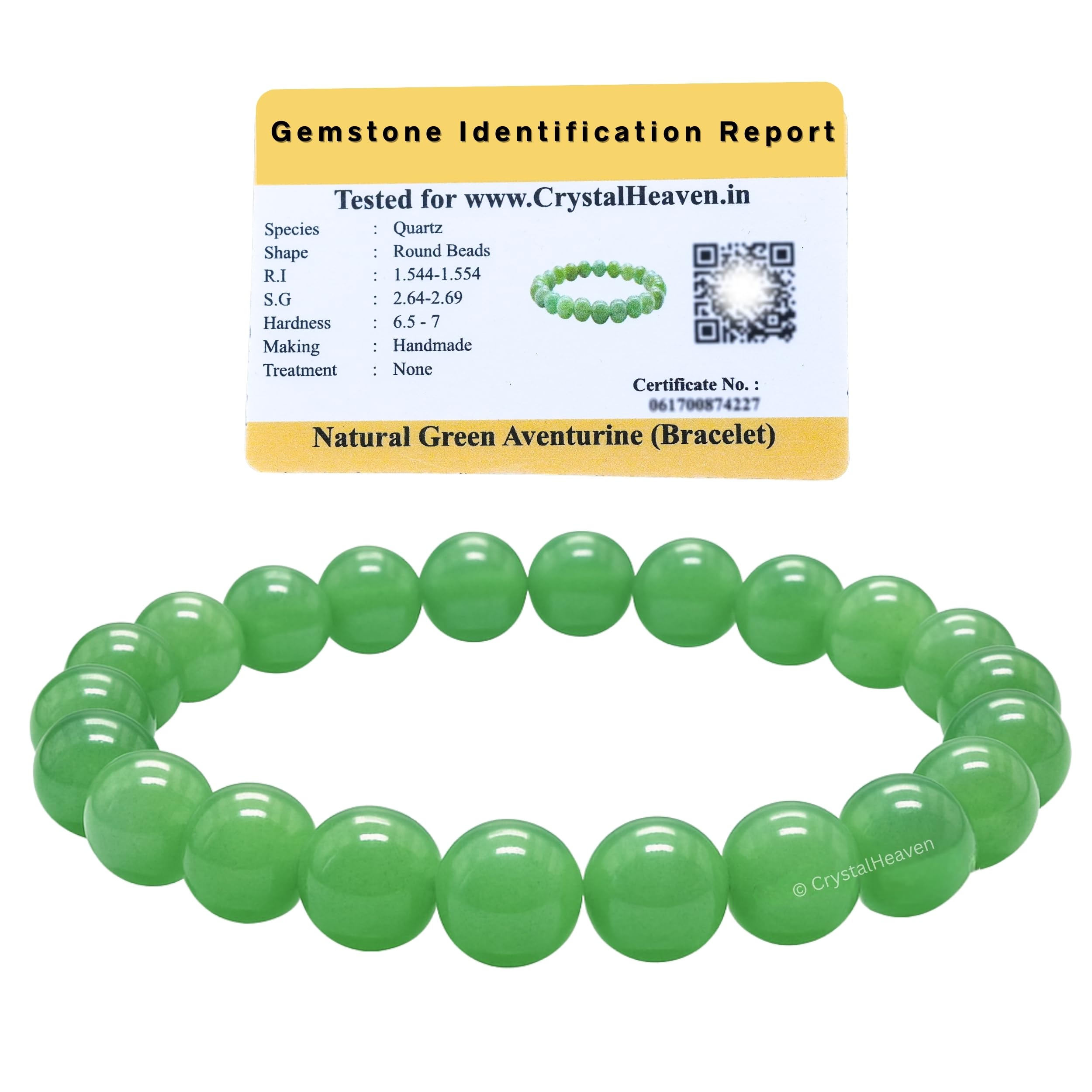 Crystal Heaven Certified Crystal Bracelet for Women Men with Healing Crystal and Reiki Stone - Original Authentic Elastic Beaded Bracelet for Money, Success & Positive Energy