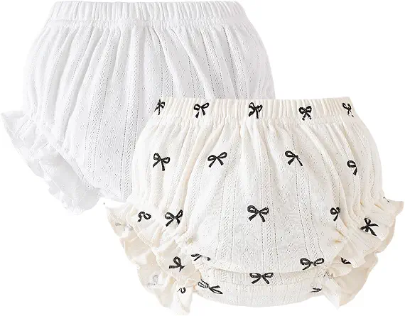 Diaper Covers for Girls Baby Bloomers 2 Pack Print Ruffle Cotton Bloomers for Toddler Girls Newborn Summer Underwear