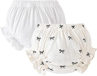 Diaper Covers for Girls Baby Bloomers 2 Pack Print Ruffle Cotton Bloomers for Toddler Girls Newborn Summer Underwear