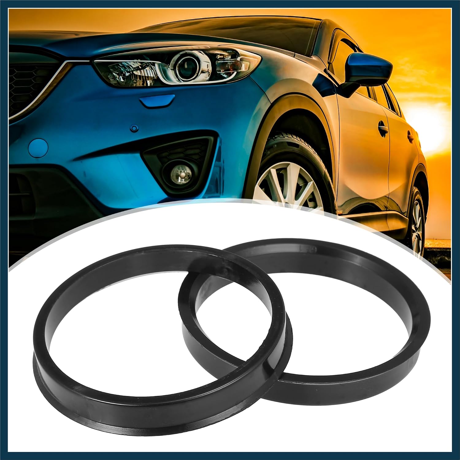 72.6mm to 65.1mm Universal Car Hub Centric Rings Black - Pack of 4 Automotive Parts