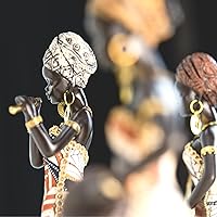 Vista 4 de Escultura africana para decoración del hogar, estatuas africanas de Prefdo músico, arte africano, figuras tribales de dama, estatuas de mujer