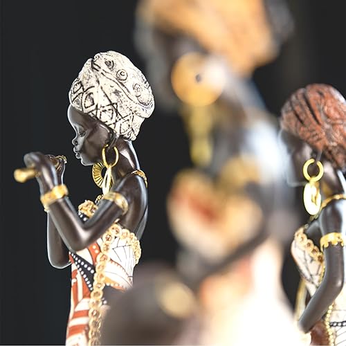 Miniatura 4 de Escultura africana para decoración del hogar, estatuas africanas de Prefdo músico, arte africano, figuras tribales de dama, estatuas de mujer
