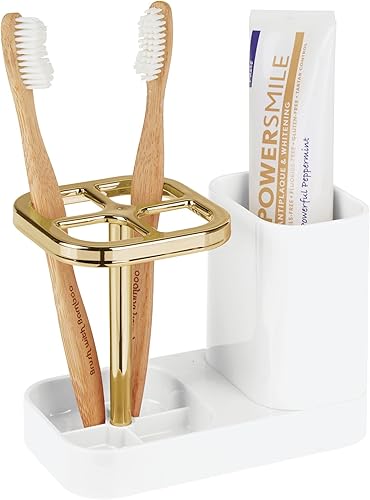 Miniatura 10 de iDesign InterDesign Soporte para cepillo de dientes y pasta de dientes y organizador de botiquín, azul marino Med+ centro dental Azul