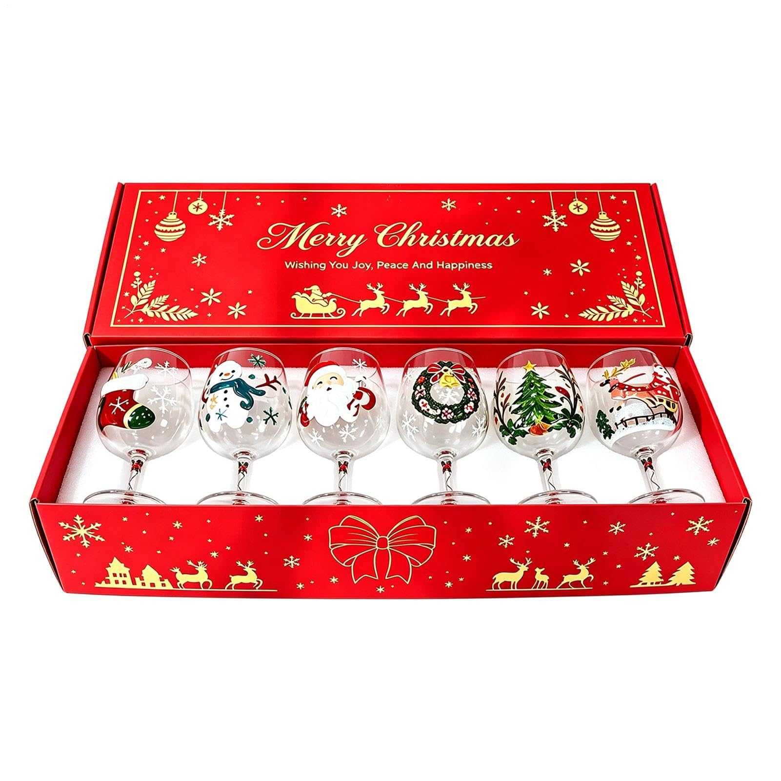 Weihnachtsweingläser, Weihnachts-3D-Weinglas-Kollektion