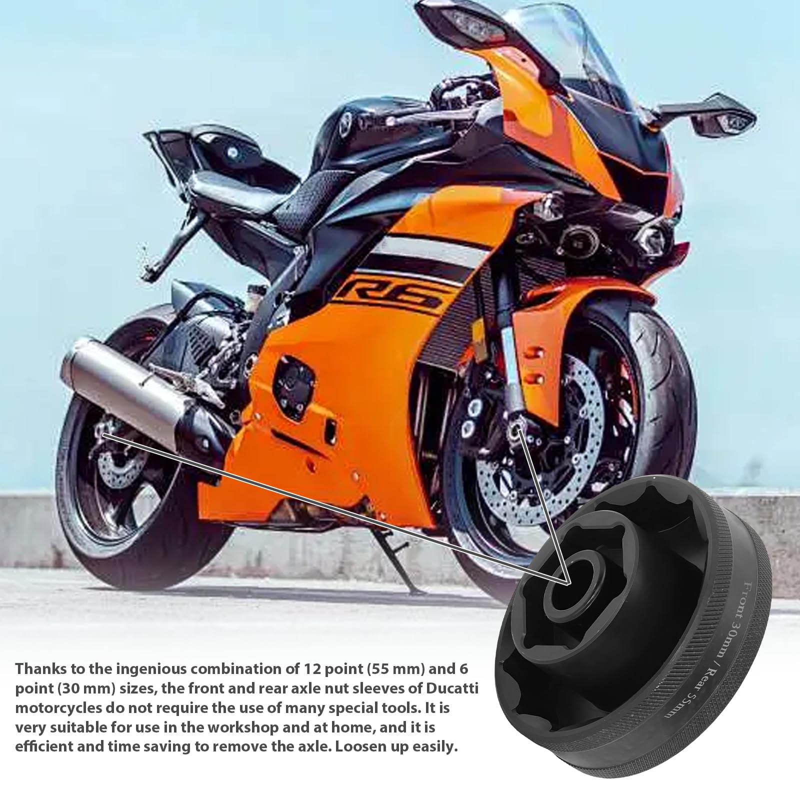 Dado per Ducati moto assale anteriore e posteriore attrezzo per asse 1098 1198 1199 Multistrada 1200 1260 SW 55 mm 30 mm