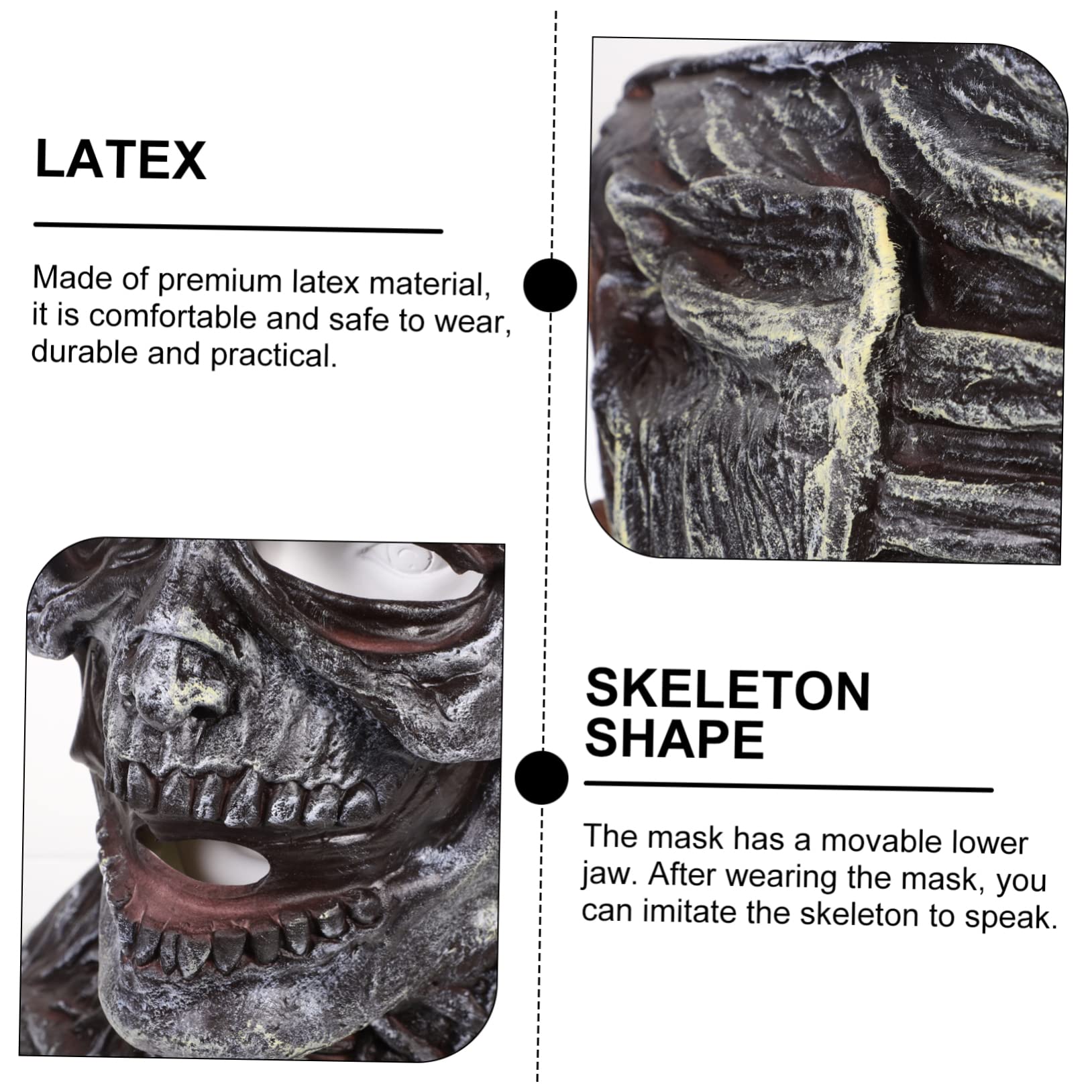 VICASKY 3pezzi Maschera Halloween Teschio Spaventoso Premium Per Cosplay e Feste Design Flessibile e Comodo Perfetta Per Eventi Tema Carnevalesco e Festività Di Halloween