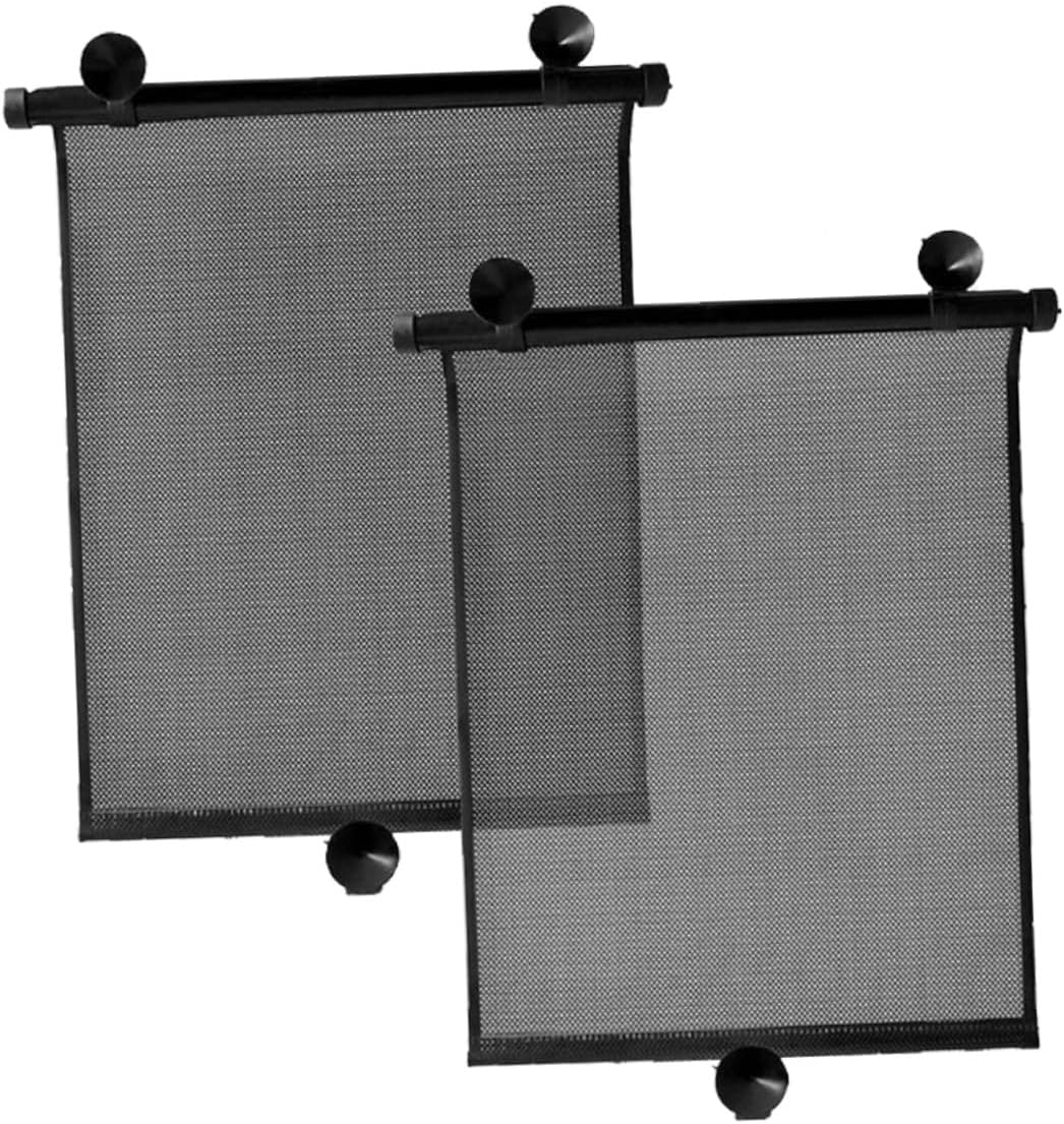 Garneck 2 Pcs Car Window Sun Shade Roller Curtain Flexible Sun Protection Block with Fits Side Rear Windows Reduces Heat and Glare for Safer Driving