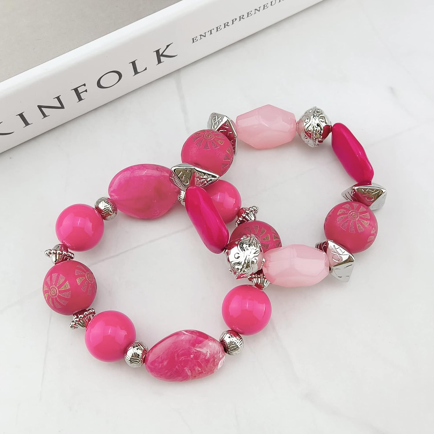 Bocar 3 Layer Chunky Statement Beaded Necklace Earrings Bracelet Set, Fashion Multi Layer Women Collar Necklace Jewelry Set