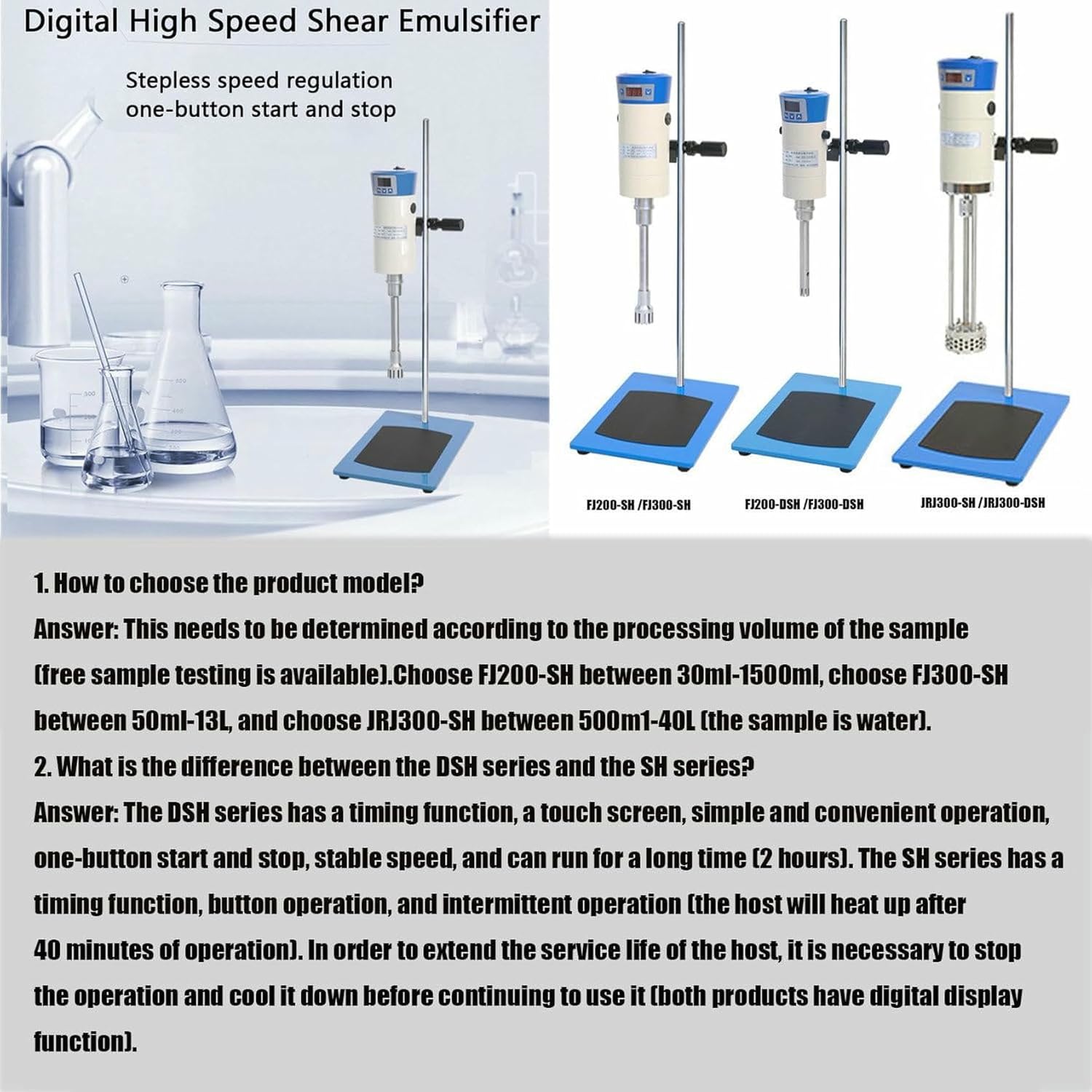 Digital Display, High Speed Emulsifier Homogenizer, Adjustable Speed, Laboratory Dispersing Equipment