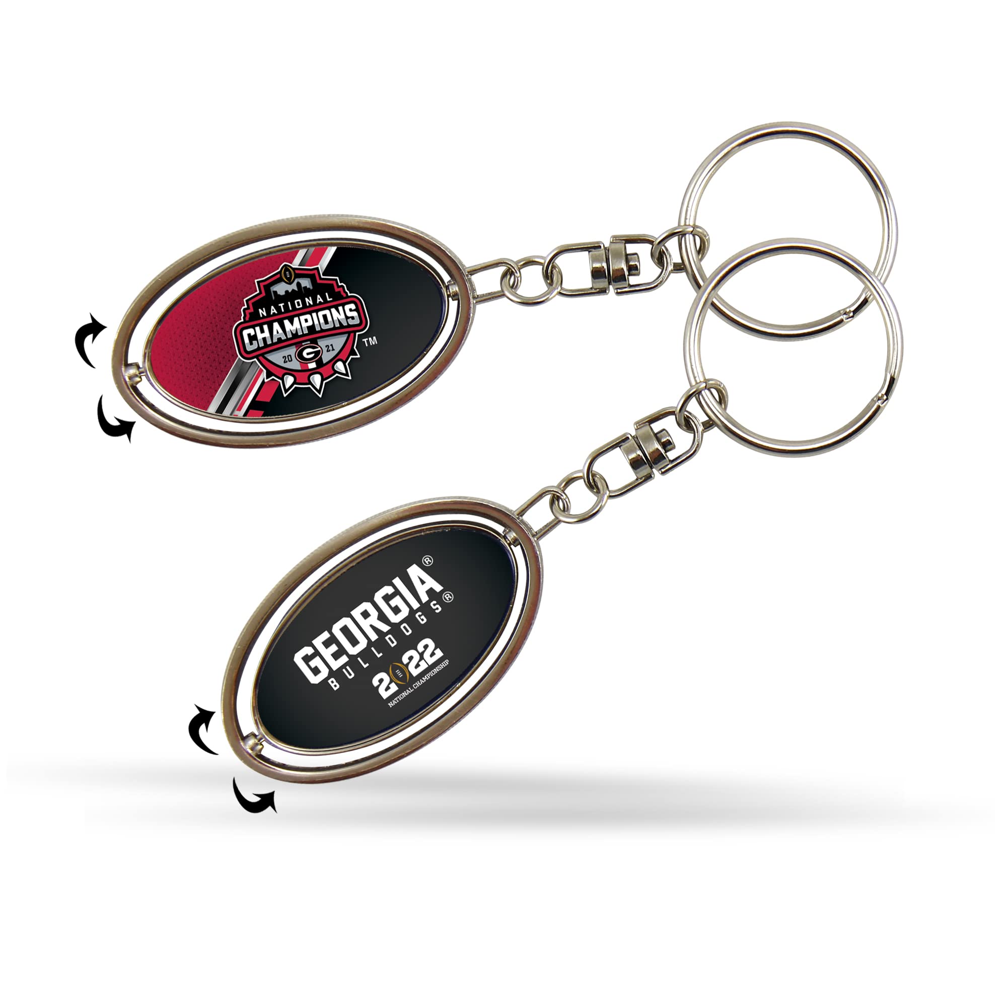 Rico Industries NCAA Georgia Bulldogs 2021-22 CFP National Champions Oval Spinner Keychain