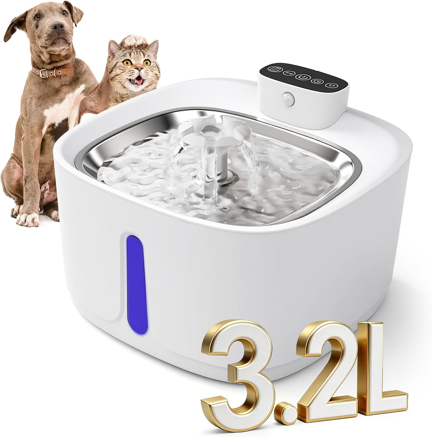 Bebedouro para gatos sem fio, 3,2 L (113 oz), para uso interno, alimentado por bateria, com sensor de movimento, bomba ultrassilenciosa, livre de BPA Bebedouro Automático para Gatos, 3,2L