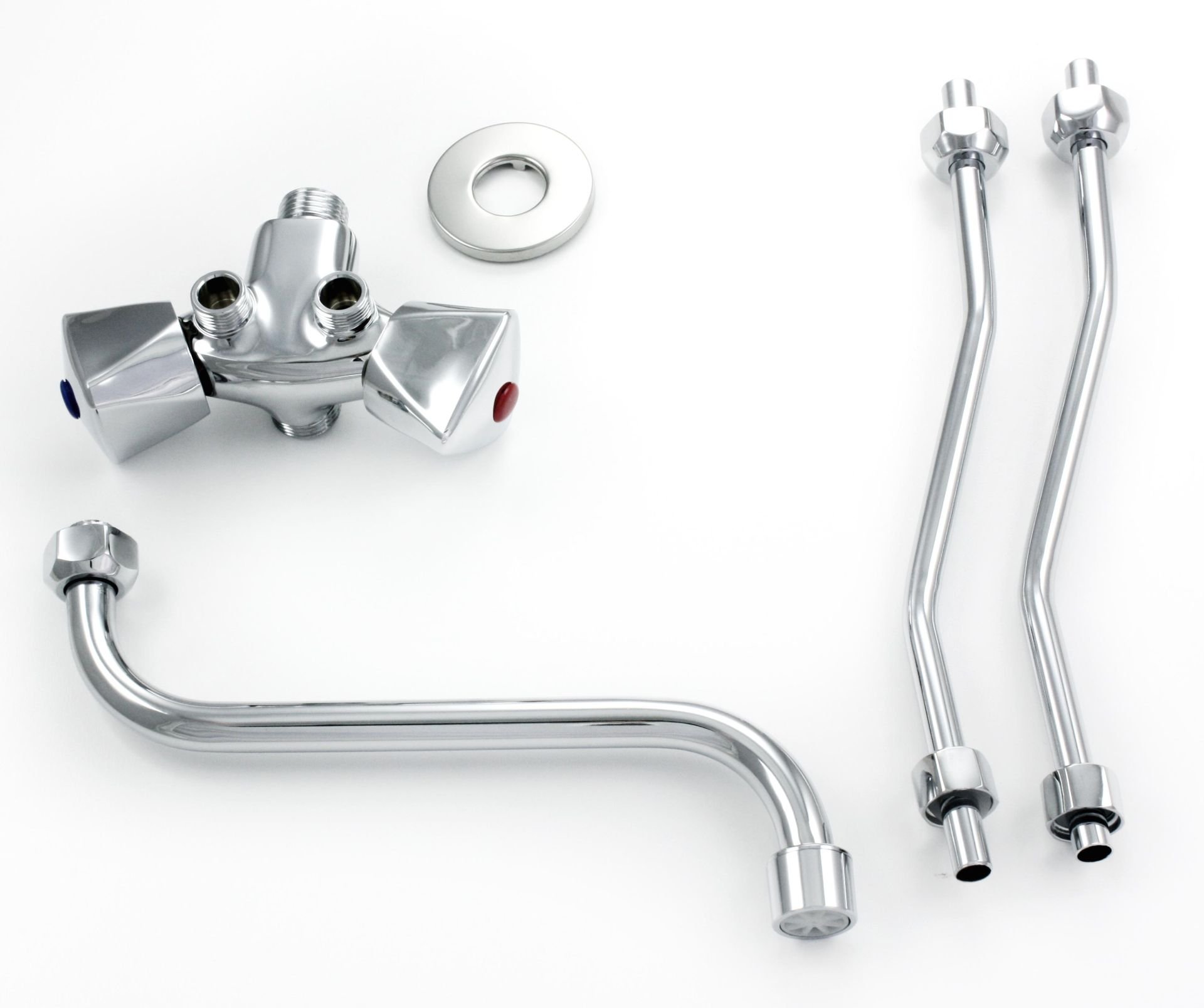 Niederdruck-Armatur für 5 L und 10 L drucklose Obertischwarmwasserspeicher, 1/2" drehbare Ventiloberteile, Chrom