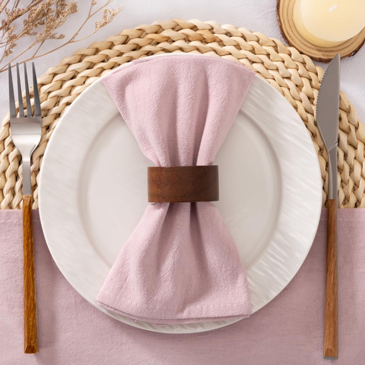 Servilletas de Tela Dusty Pink Set de 12 Algodón Lavable 43x43 cm