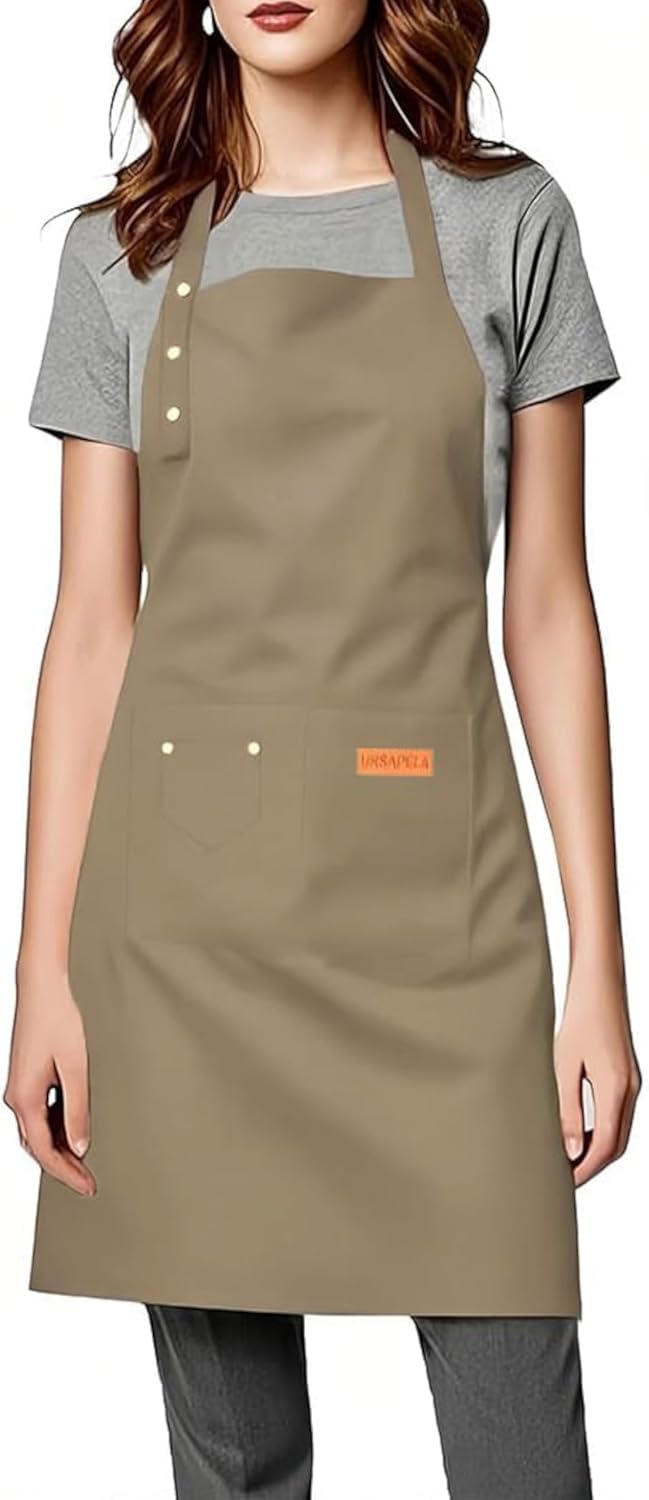 Kitchen Cooking Apron for Women Men Water-Resistant Artist Barista Baking Craft Catering Work Bib with Large Pockets