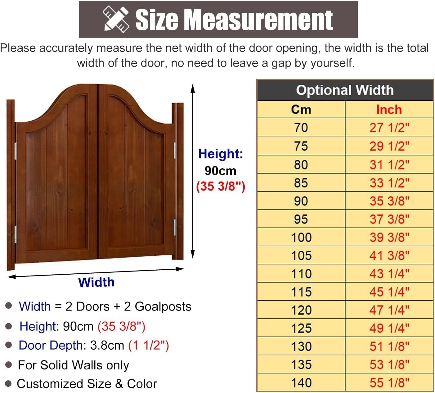 Swinging Doors Cafe Doors for Kitchen Bathroom Laundry, Western Half-Waist Swing Door - Indoor Porch Door